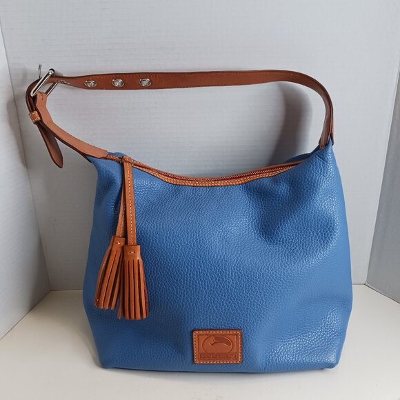 Dooney & Bourke Handbags - Dooney & Bourke Pebble Leather Blue and Brown Hobo Bag